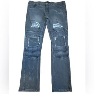 M. Society Mad City Collab Black Distressed Men’s Denim Jeans Size 40X32